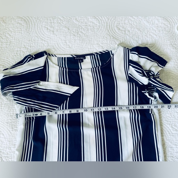 Roz Ali striped short sleeve blouse,M🦋 - Picture 3 of 6